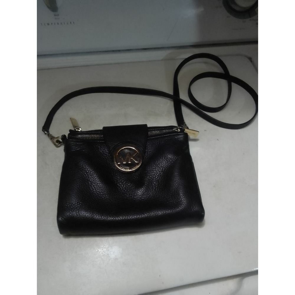 Michael Kors Black Pebbled Leather Fulton Small Crossbody Bag